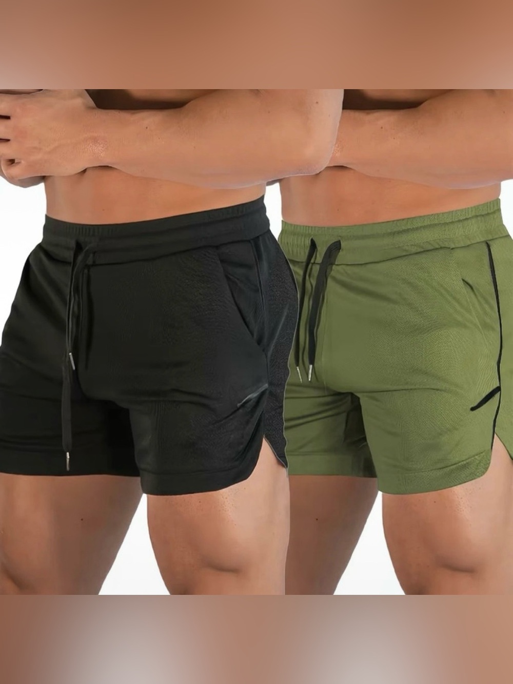Men's Performance Drawstring Shorts - Black and Olive